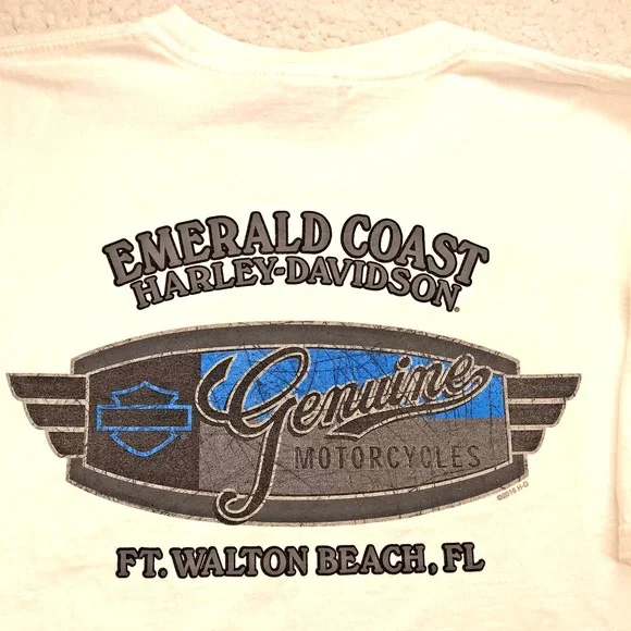 Harley Davidson T-Shirt‎ 2XL White Emerald Coast Ft Walton Beach Florida Biker - Picture 6 of 16